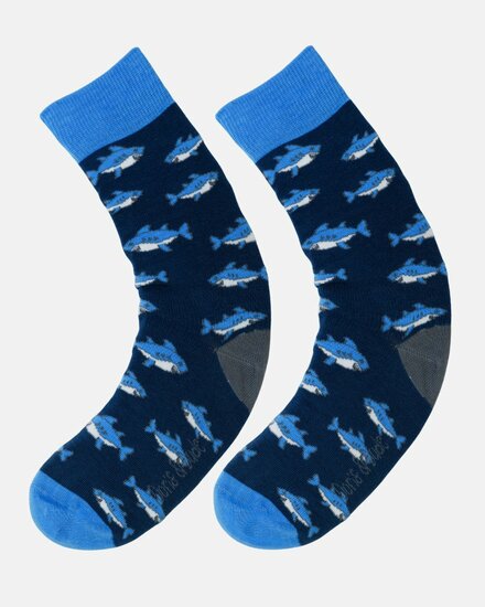 heren sokken haaien print navy