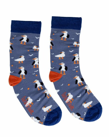 sokken met zeemeeuwen blauw