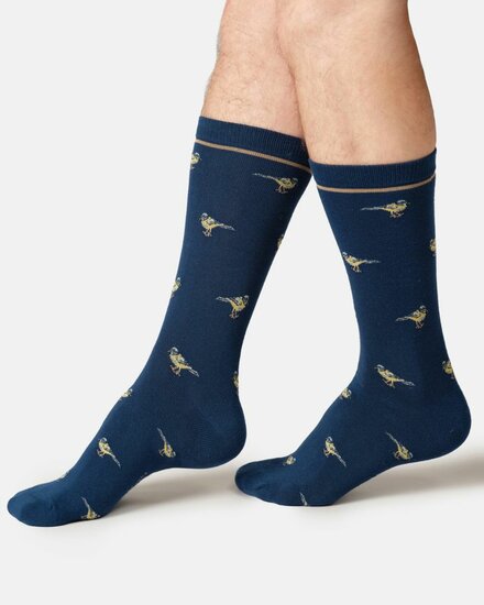 heren sokken vogelprint blauw