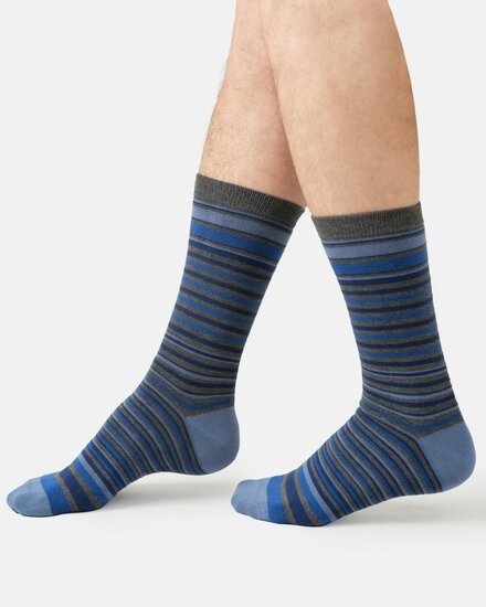 herensokken linear stripe - dark grey marl