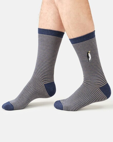 bamboe herensokken pingu&iuml;n blauw
