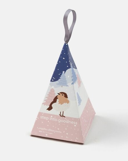 damessokken roodborstjes cadeaudoosje