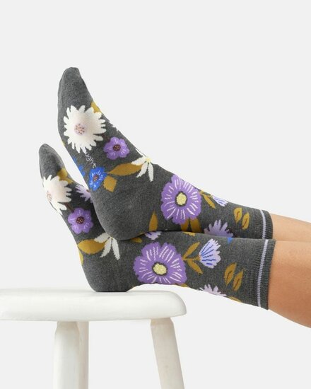 damessokken Winter Flower dark grey marl