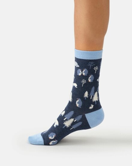bamboe damessokken Indigo blue marl