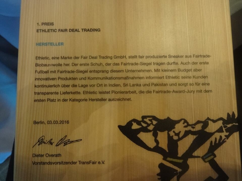 Ethletic heeft de fair trade award gewonnen! Ethletic heeft de fair trade award gewonnen!