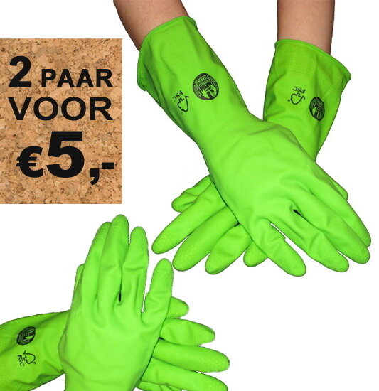 Groene huishoudhandschoenen Groene huishoudhandschoenen