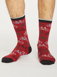 Bamboe sokken met fietsprint pillarbox red