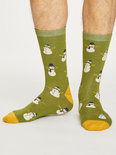 Bamboe sokken snowman olive