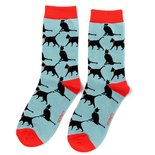 Bamboe damessokken lucky cats - powder blue