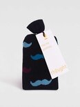 Herensokken met snorren moustache in cadeauzakje 2 paar