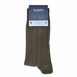 Ewers katoenen sokken dames ribbed - olijfbruin