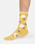 Thought bamboe damessokken met bijenkorf yellow
