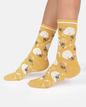 Thought bamboe damessokken met bijenkorf yellow