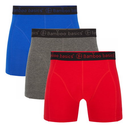 Bamboe boxershorts Rico 3-pack – blauw grijs rood