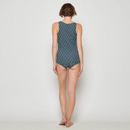bio-katoenen top Merga navy met print
