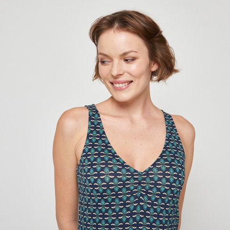 bio-katoenen top Merga navy met print