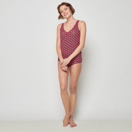 bio-katoenen top Merga rood met print