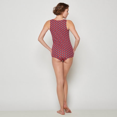 bio-katoenen top Merga rood met print