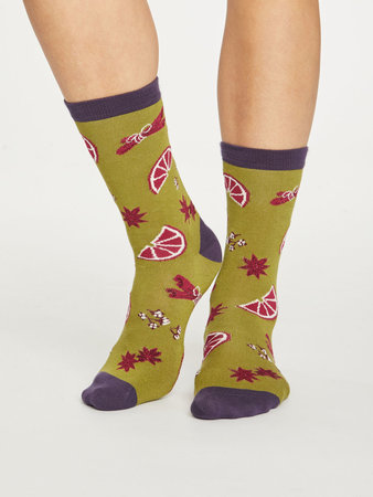 Bamboe sokken dames kruiden spices - herb green