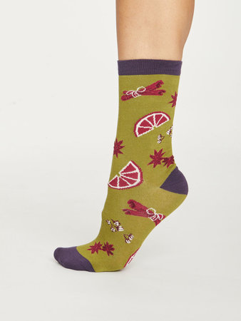 Bamboe sokken dames kruiden spices - herb green