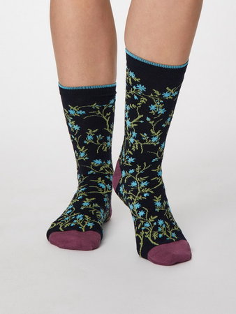 Bamboe sokken Floreal navy