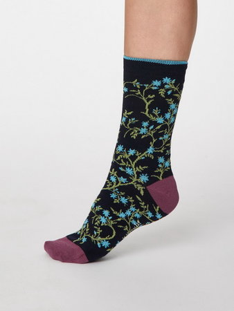 Bamboe sokken Floreal navy