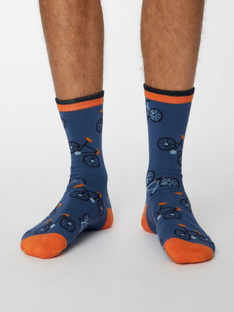 Bamboesokken fietser denim blue