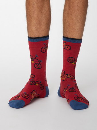 Bamboesokken fietser berry red
