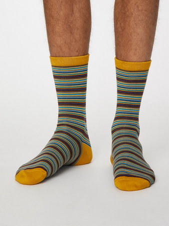 Bamboesokken Michel gestreept mustard yellow