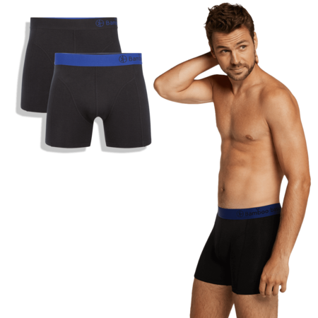 Bamboe boxershorts Levi 2 pack zwart met blauw