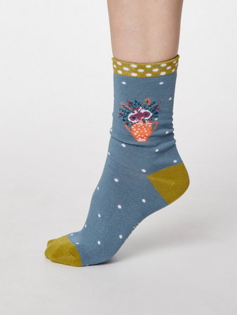 Bamboe sokken flora sea blue