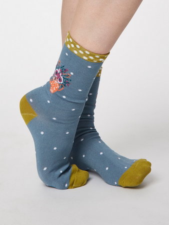 Bamboe sokken flora sea blue