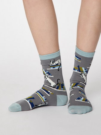 Bamboe sokken Gatto cat pebble grey