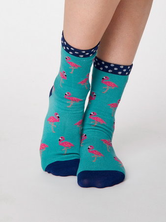 Bamboe sokken Rosa flamingo field green