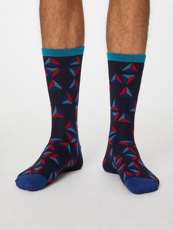 Bamboe herensokken geometrico navy
