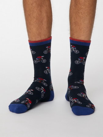 Bamboe herensokken racefietsen navy