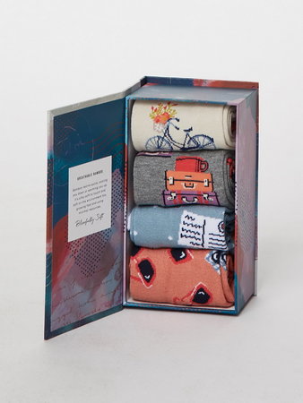 Bamboe sokken 4 paar in cadeaudoos Travel