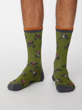 Bamboe herensokken racefietsen olive green
