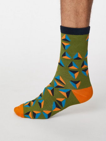 Bamboe herensokken geometrico olive green