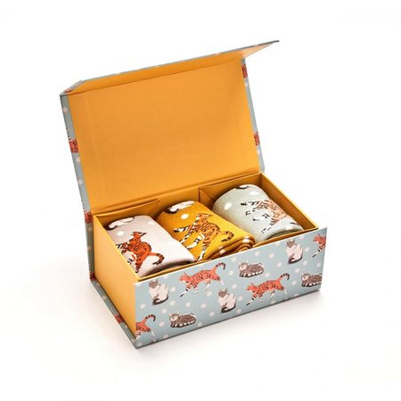 Cadeaudoos met 3 paar sokken kitty family