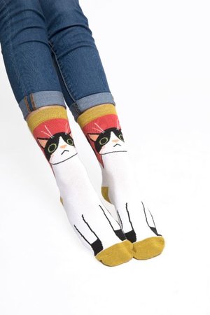 bamboe sokken kitty cat red