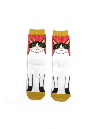 bamboe sokken kitty cat red