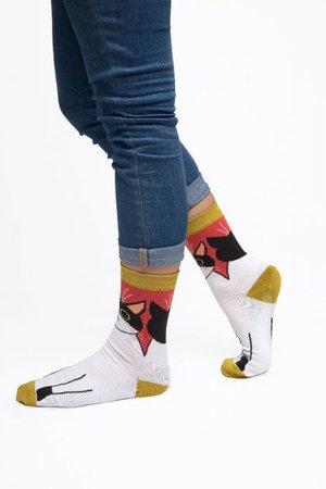 bamboe sokken kitty cat red