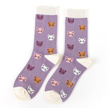 bamboe sokken lavendel kitty faces