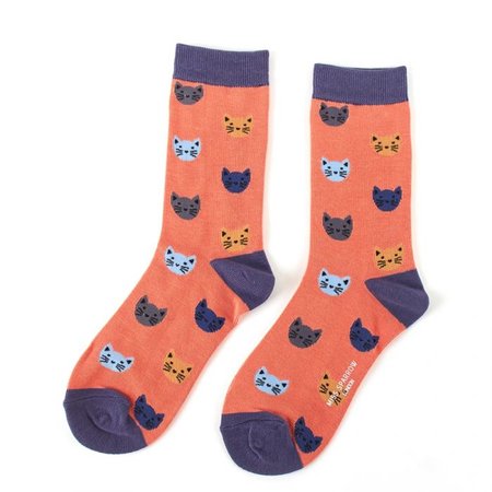 bamboe sokken oranje kitty faces