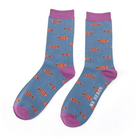 bamboe mr. Heron little fish teal sokken
