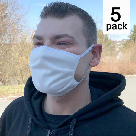 Mondmasker pakket van 5 stuks kleur wit