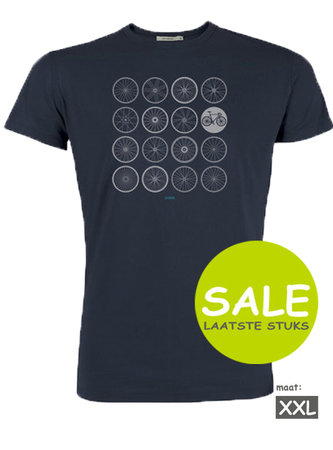 Sale Duurzaam navy T shirt met fietswiel print maat XXL