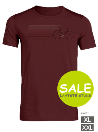 Sale duurzaam T shirt bike stripes maat XL bordeaux