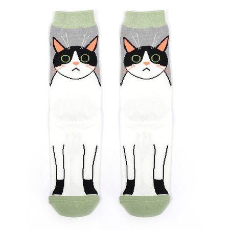 Bamboe sokken met kitty cat print grijs